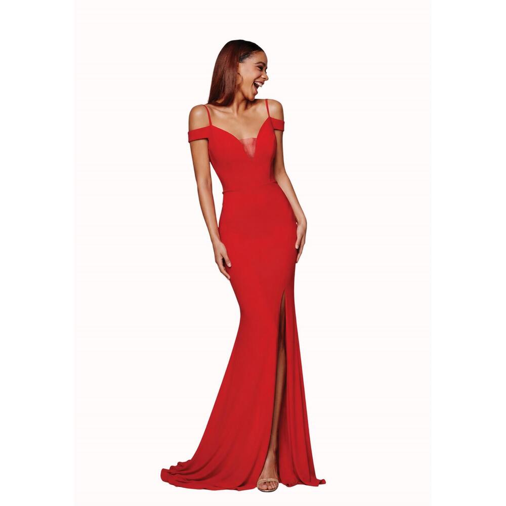 NEW CLARISSE v-neck evening gown in red